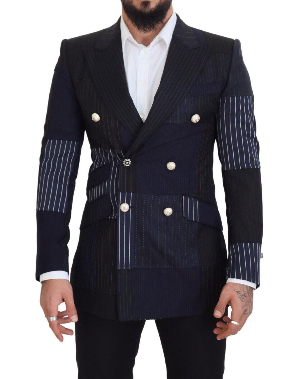 Dolce & Gabbana Blue Elegant Slim-Fit Double Breasted Blazer for men