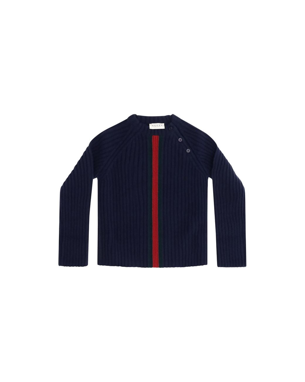 Gucci Blue Web Stripe Wool Sweater For Boy Merino Ovis Aries for men