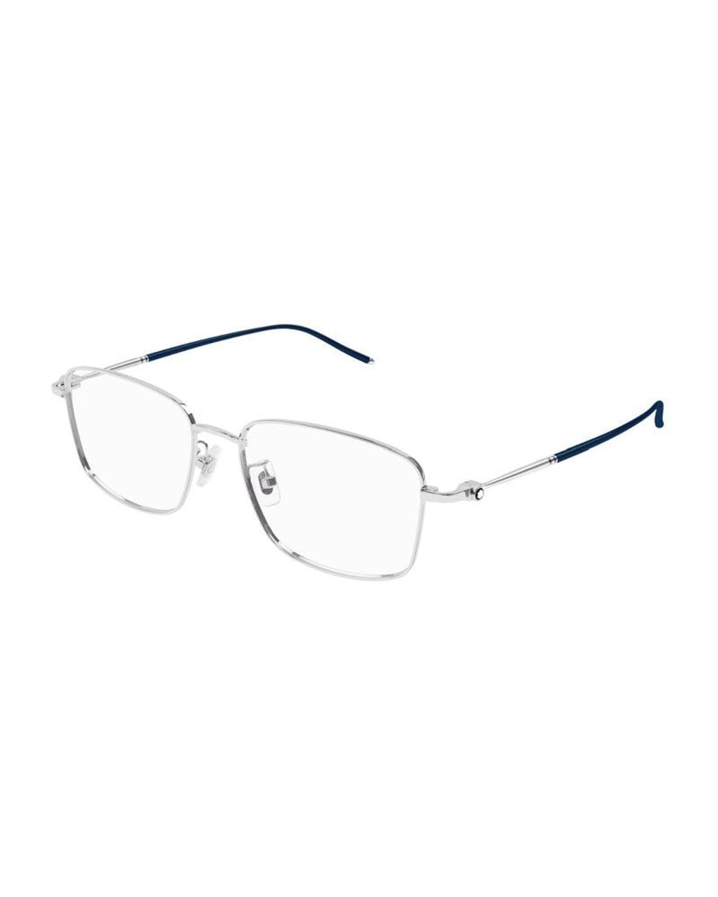 Montblanc Metallic Eyeglasses Rectangle Full Rim, Frame And Clear Demo Lens Mb0140Ok007 Sunglasses for men