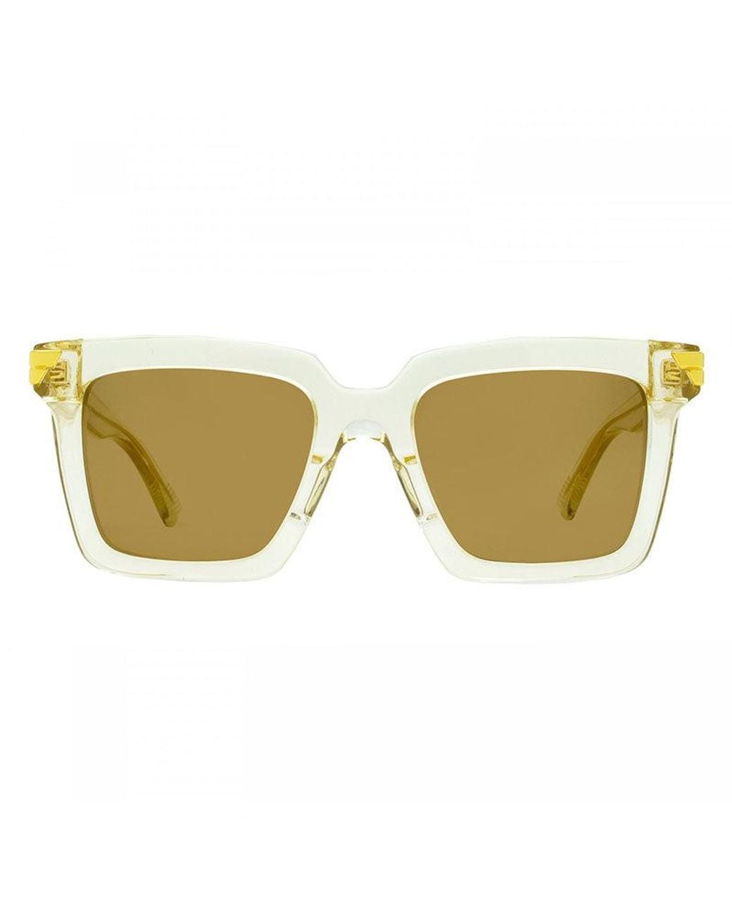 Bottega Veneta Yellow Sunglasses Square Full Rim, Transparent Frame And Lens Bv1005S005