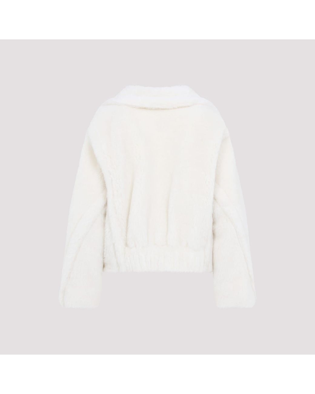 Max Mara Oggeri Teddy Short Biker Jacket in White | Lyst UK