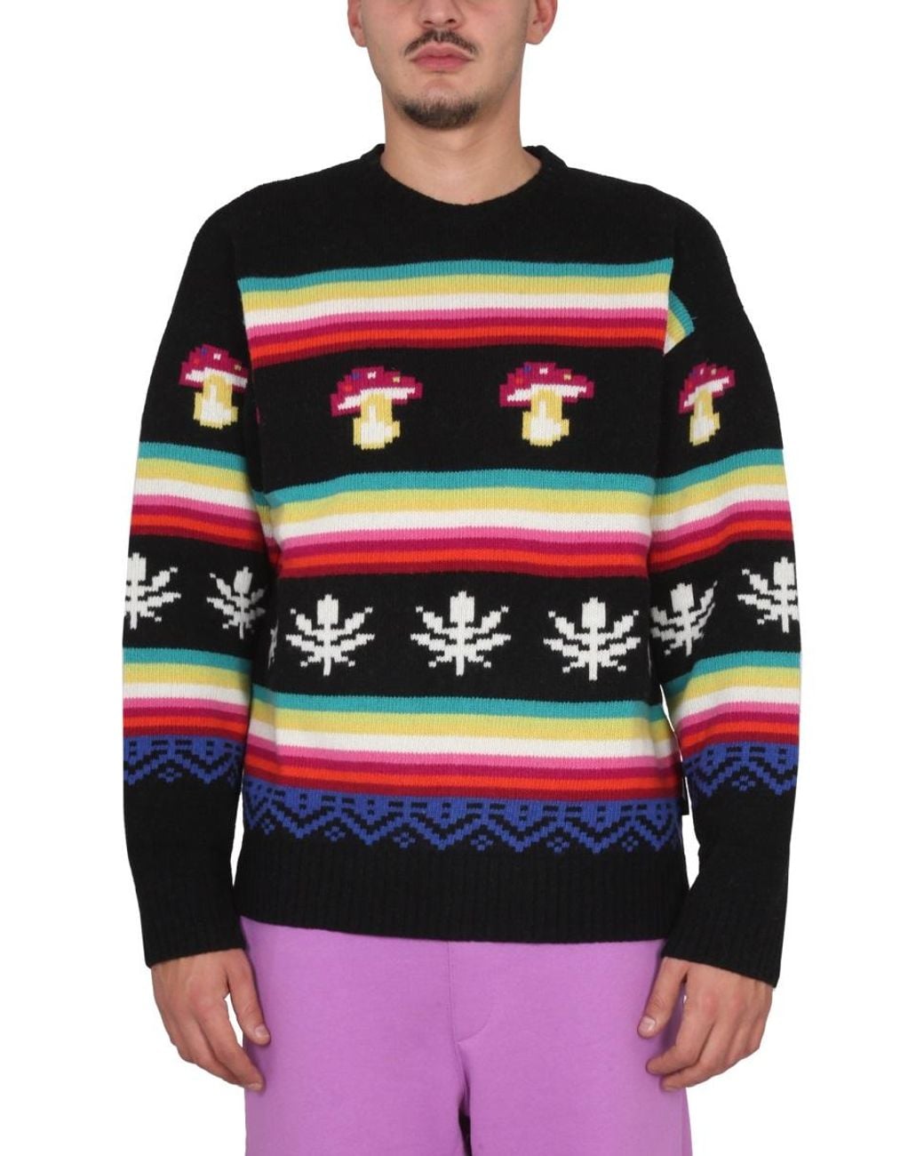 MSGM Red Wool Crew Neck Sweater Polyamide Jumpers for men