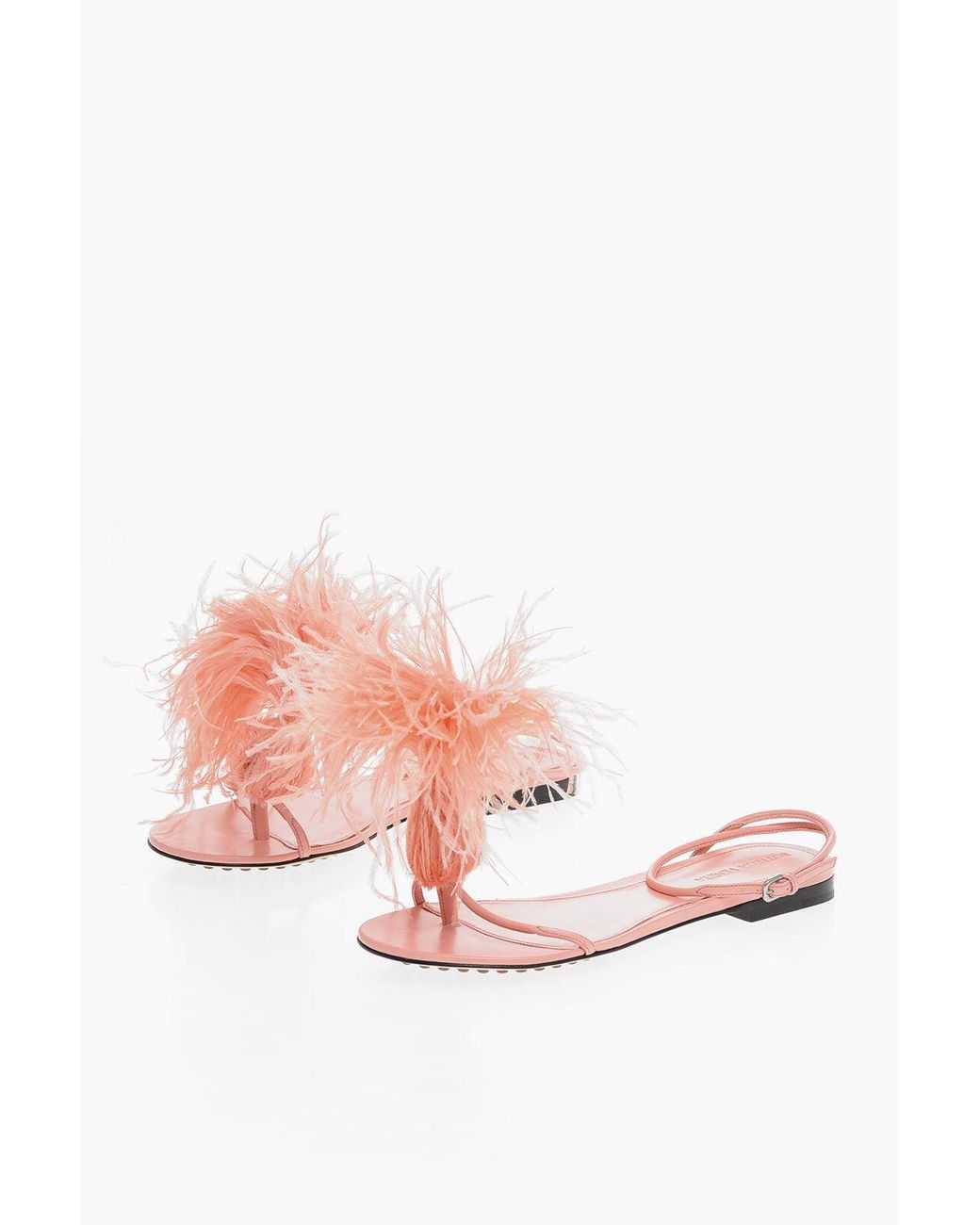 Bottega Veneta Pink Feather Dot Flat Sandals