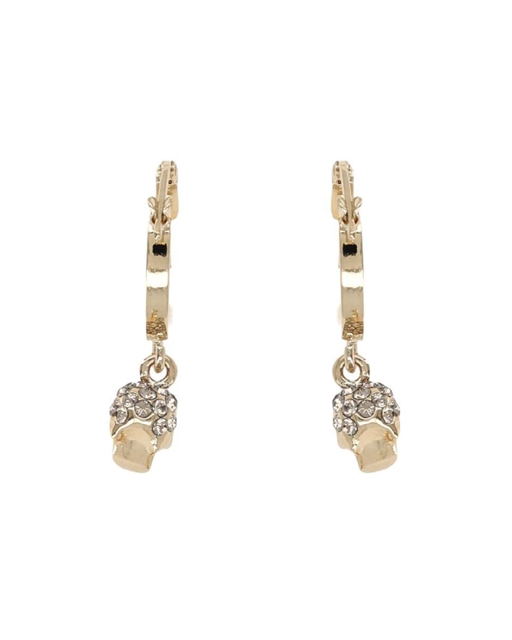 McQueen White Hoop Earrings Skull Brass
