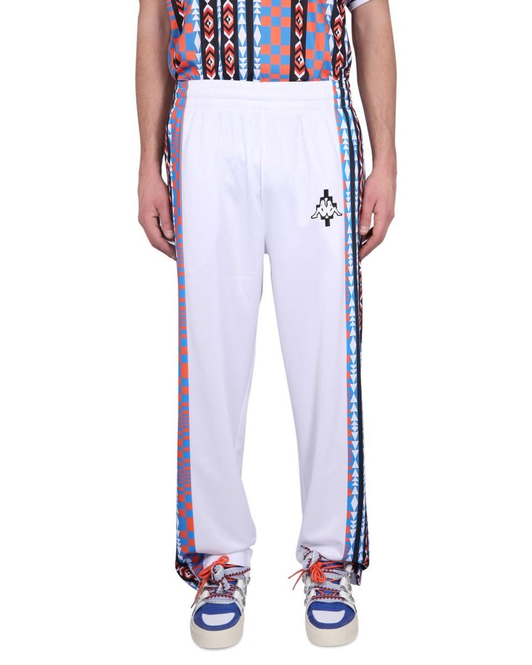 Marcelo Burlon Blue Jogging Pants With High Neck And Zipper Closure for men