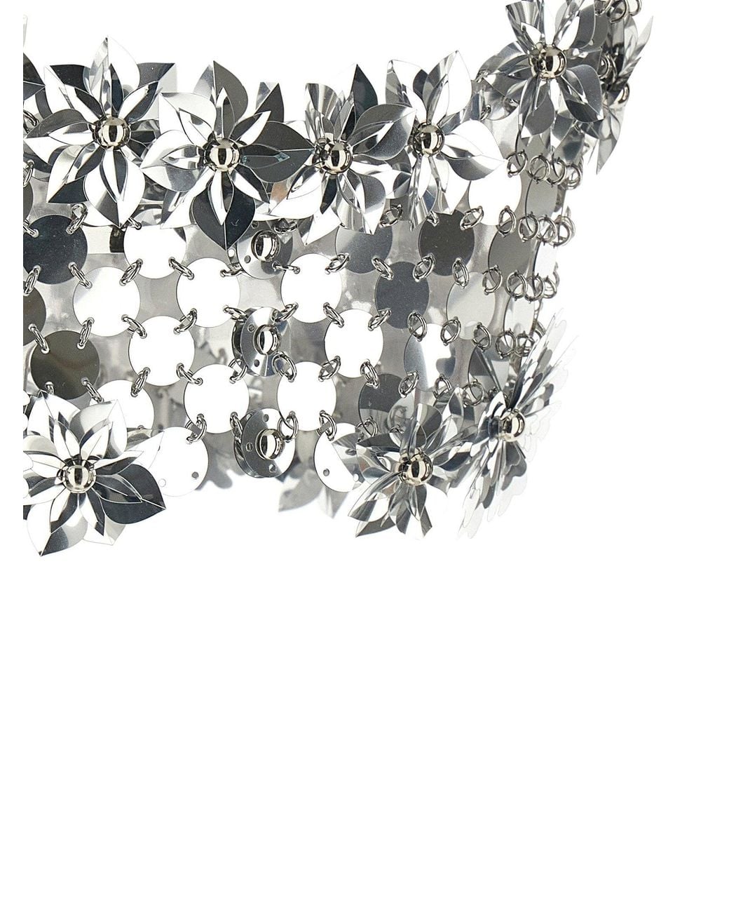 Rabanne Gray 3D Floral Metal Disc Bralette Top
