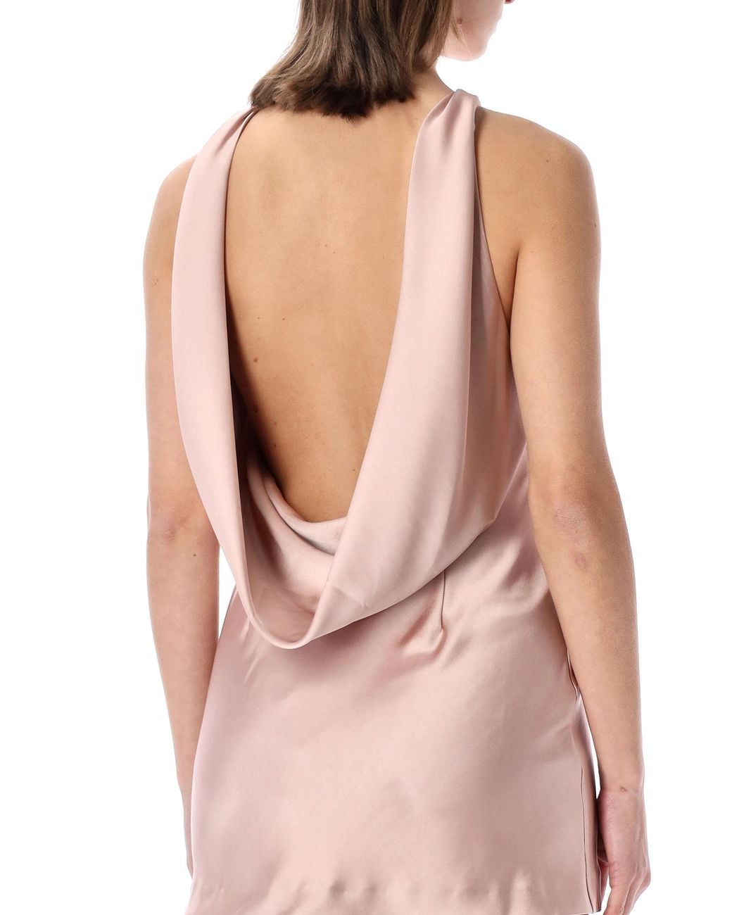 ANDAMANE Pink Carmen Satin Mini Dress Polyester