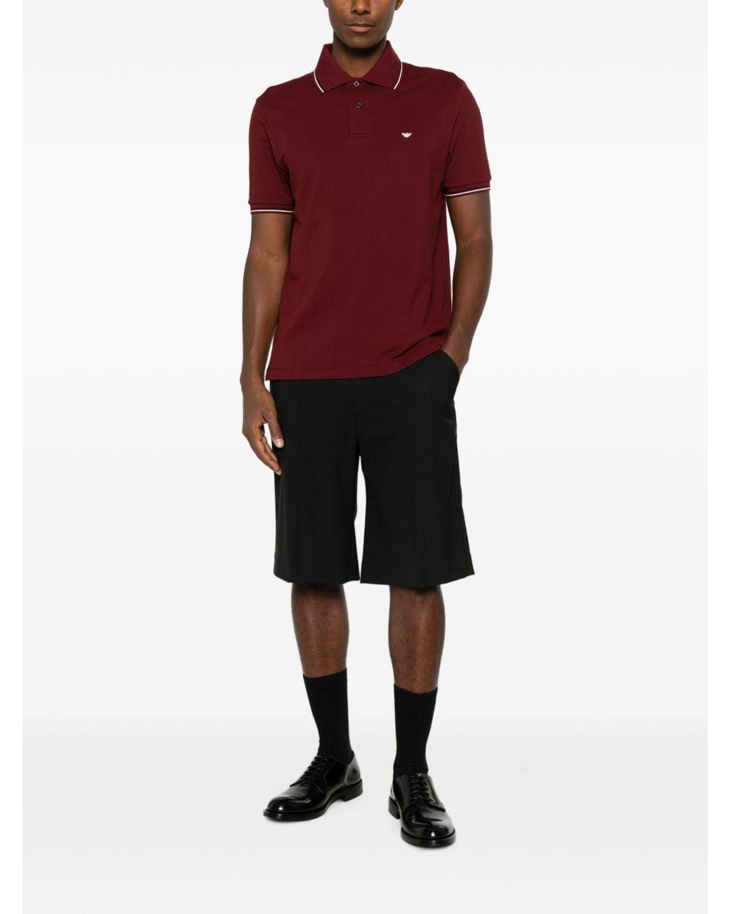 Emporio Armani Red Logo Cotton Polo for men