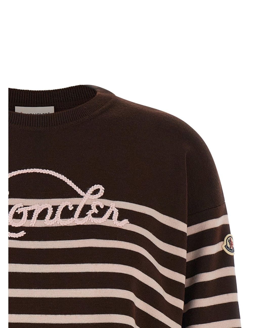 Moncler Black Striped Logo-Embroidered Virgin Wool Sweater