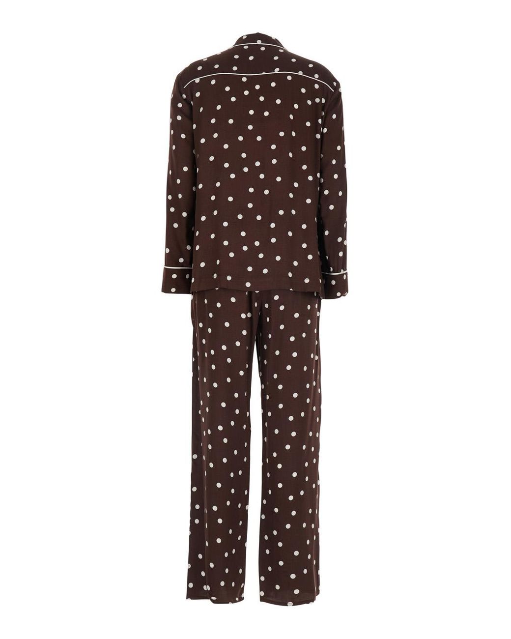 Le Plain Brown Polka Dot Suit Silk Blend Trouser Suits