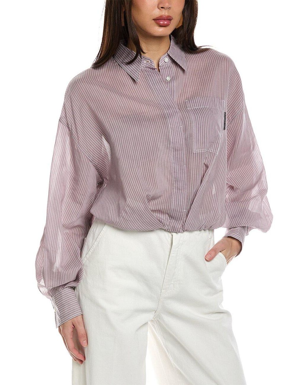 Brunello Cucinelli Purple Light Silk Cotton Shirt