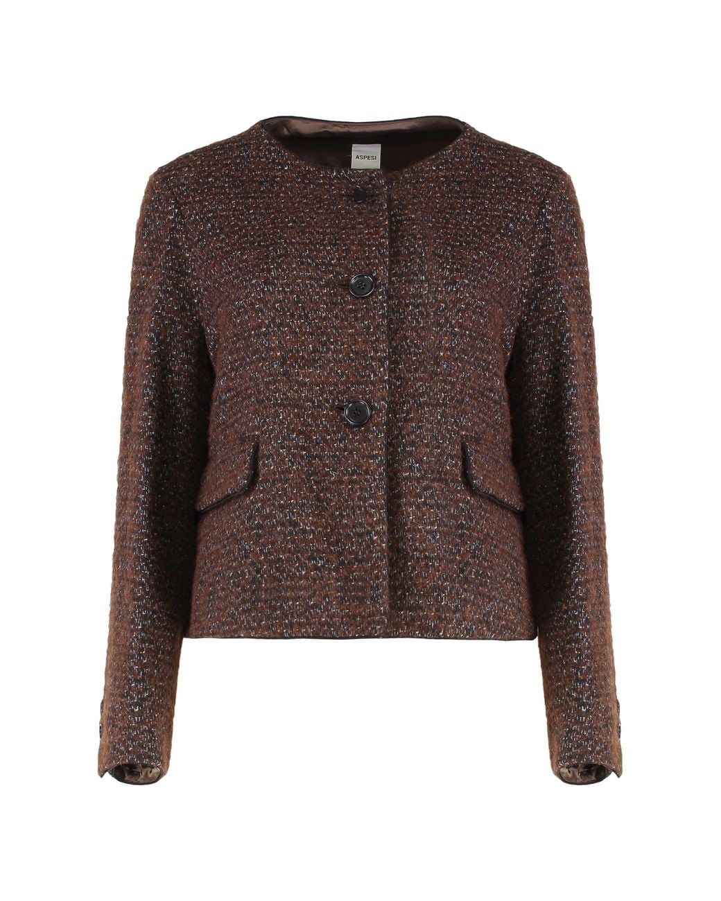 Aspesi Brown Aspesi Mixed-Fiber Tweed Jacket