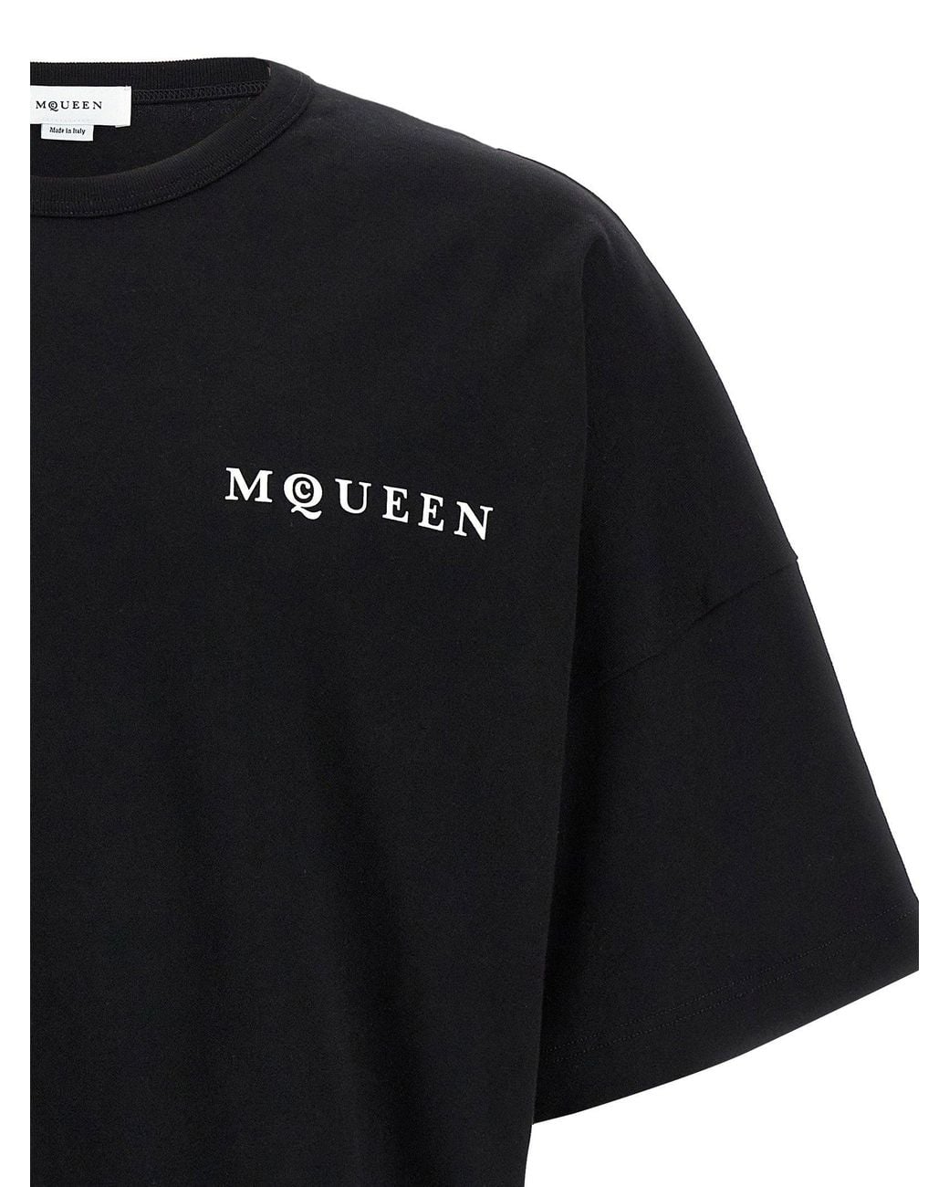 McQueen Black Logo-Print Cotton T-Shirt