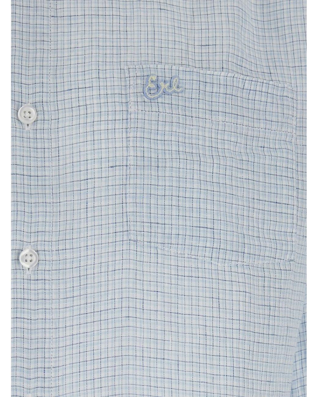 ERL Blue Light Shirt With Check Motif for men