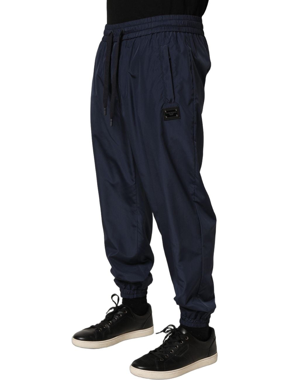Dolce & Gabbana Blue Dolce & Gabbana Polyester Drawstring Joggers for men