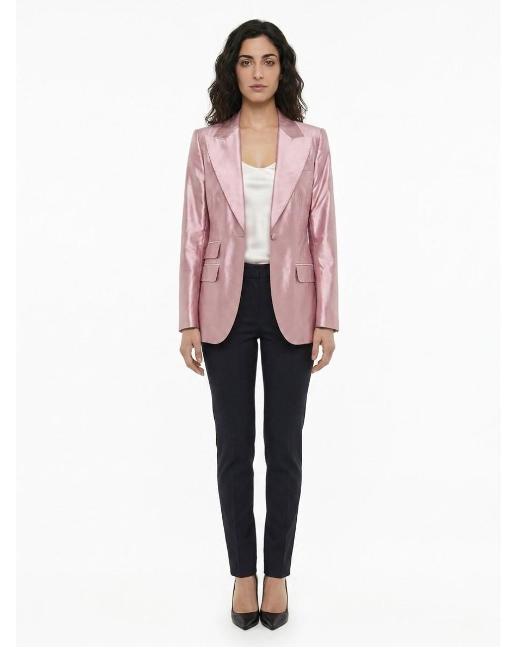 Dolce & Gabbana Pink Silk Blazer Clothing