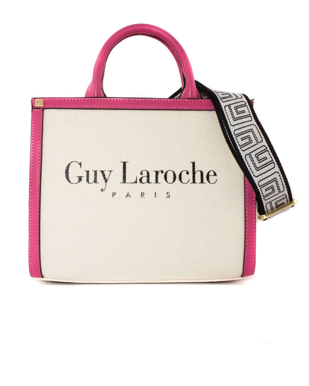 Guy Laroche Beige And Fuchsia Tote Bag in Pink