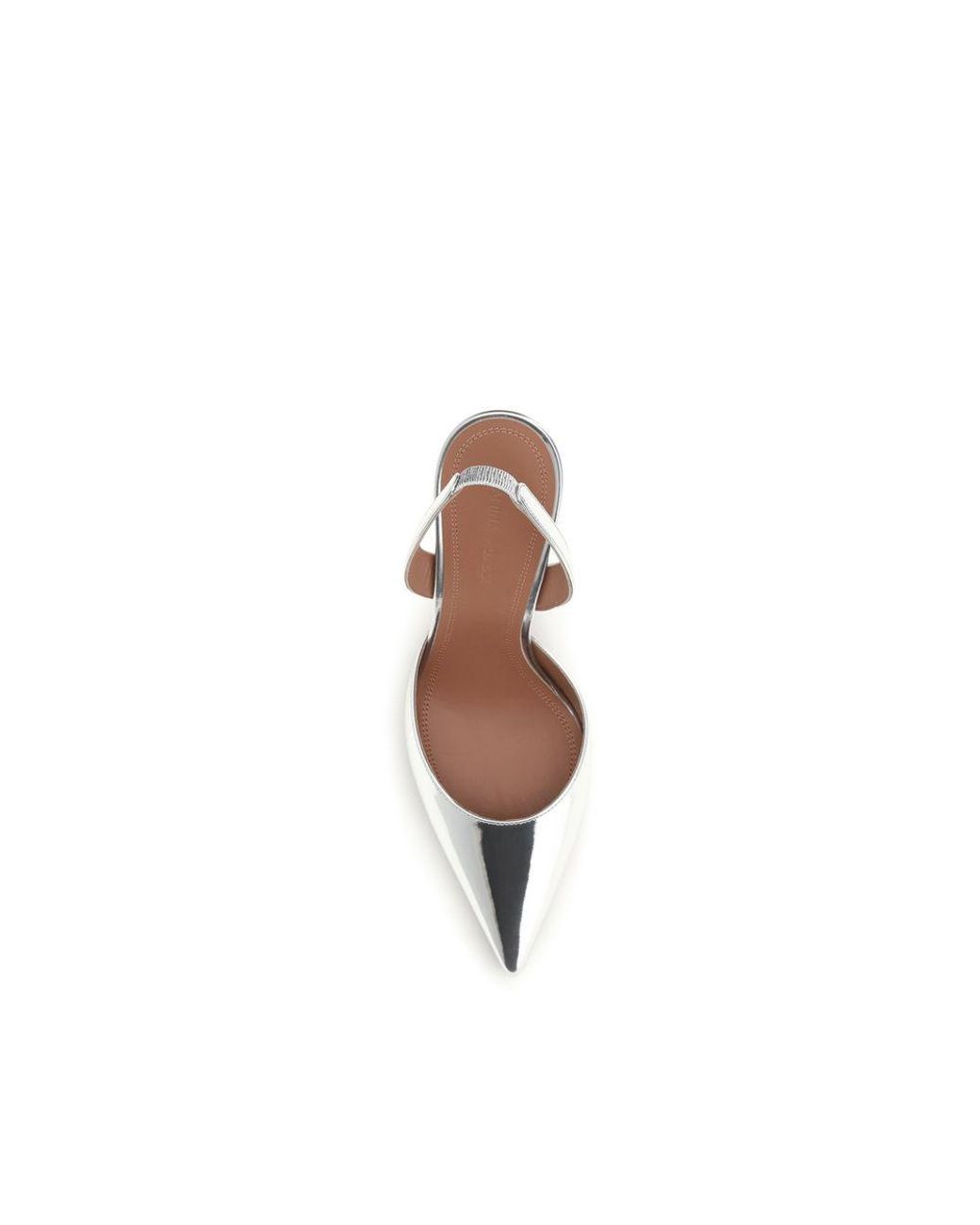 AMINA MUADDI Metallic Silver Calf Leather Bos Taurus High Heel Pumps