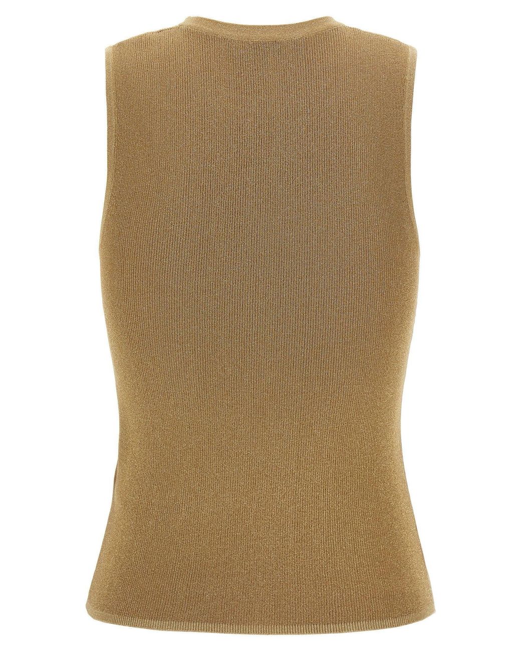 Max Mara Natural Metallic-Ribbed Technical Tank Top