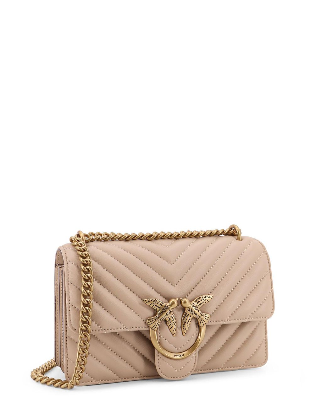 Pinko Natural Love One Mini Quilted Leather Shoulder Bag