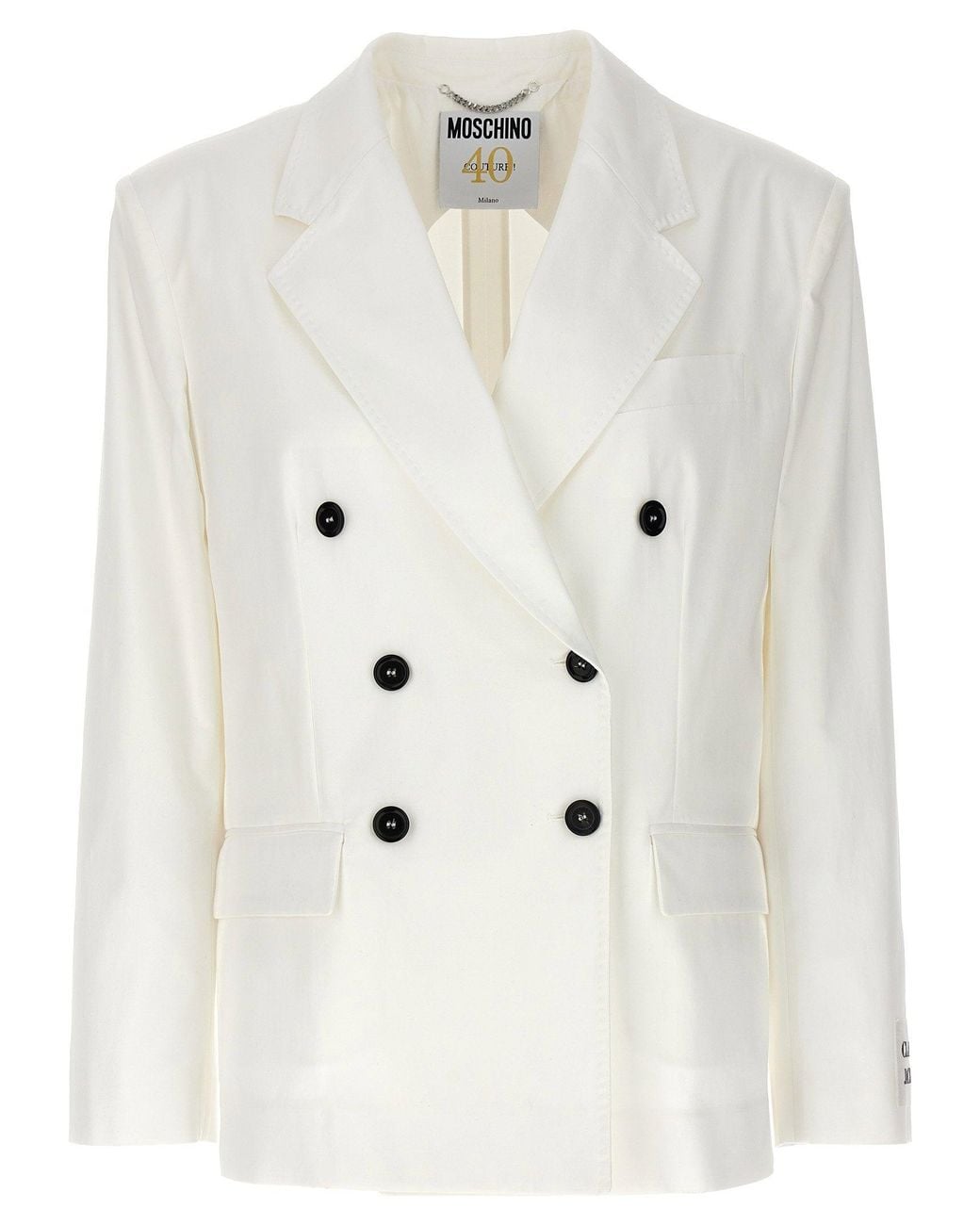 Moschino Natural Double-Breasted Cotton Blazer