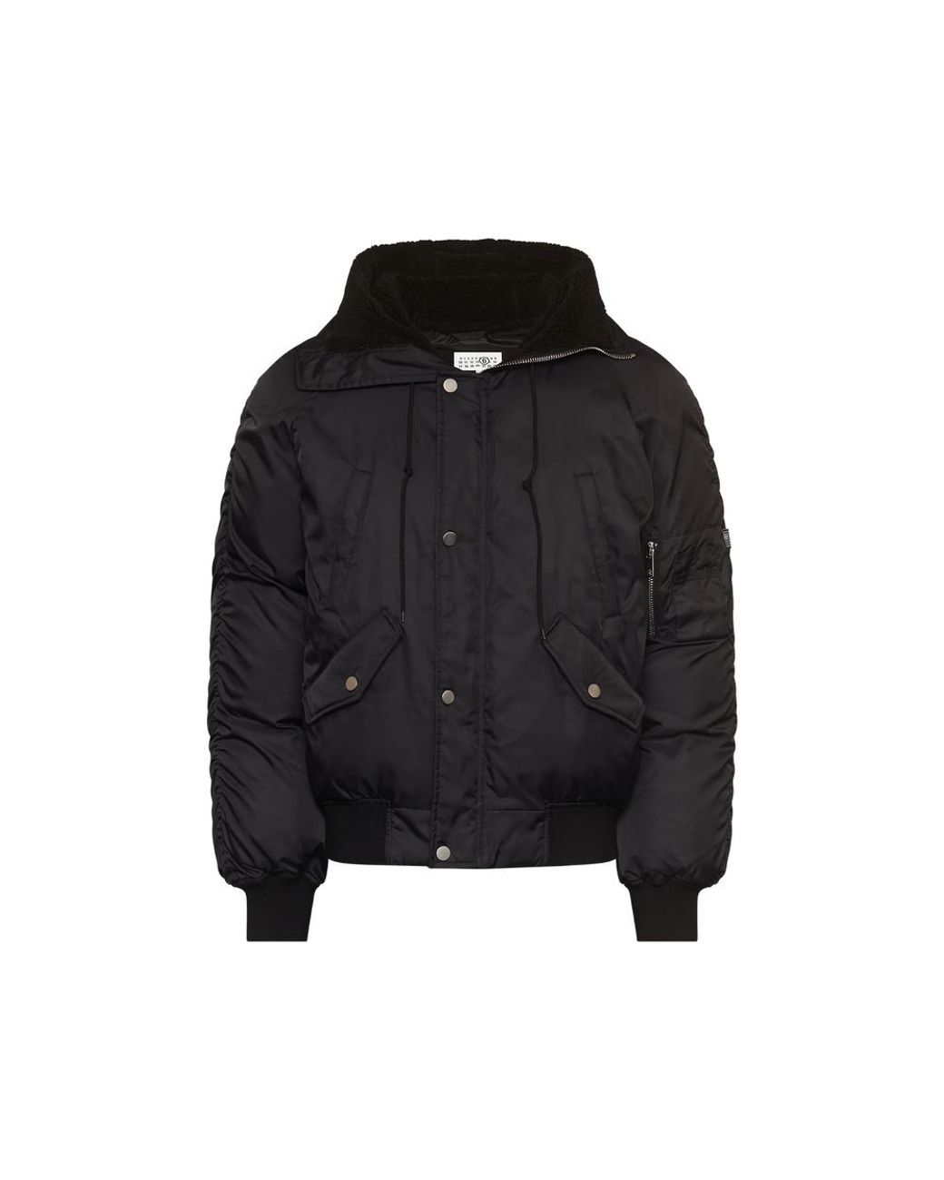 MM6 by Maison Margiela Black Hooded Bomber Jacket for men