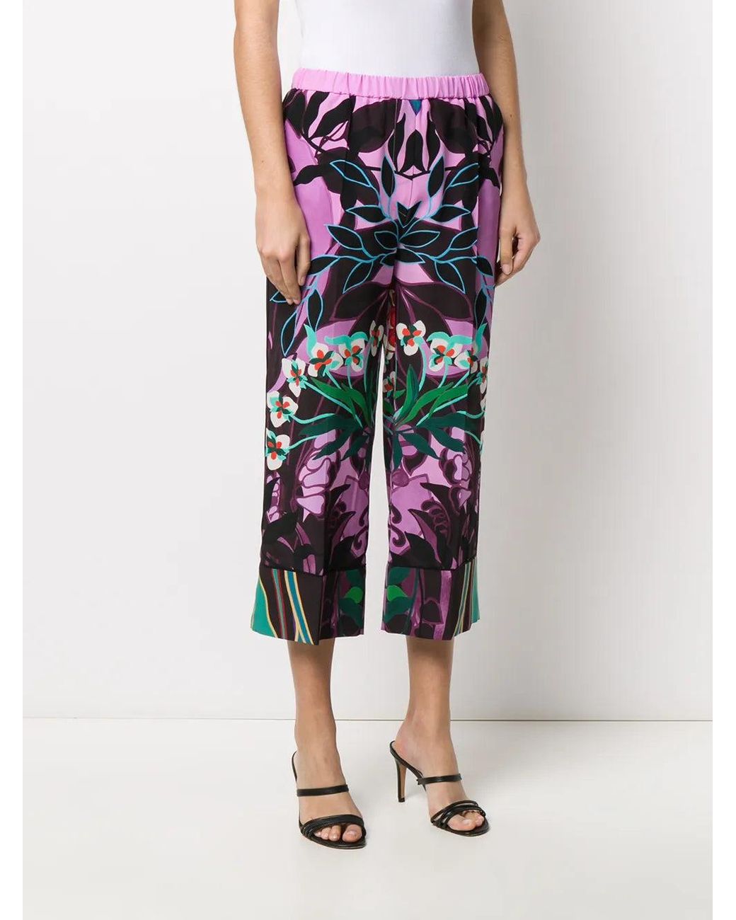 Valentino Pink Mirrored Orchid Print Culottes Clothing