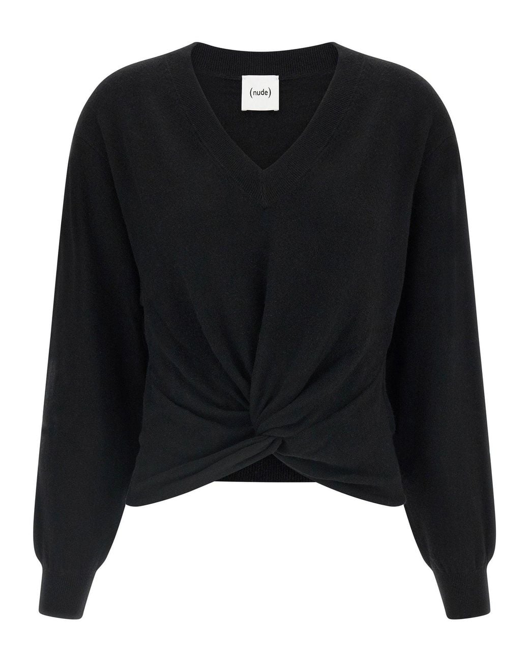 Nude Black Knotted V-Neck Sweater