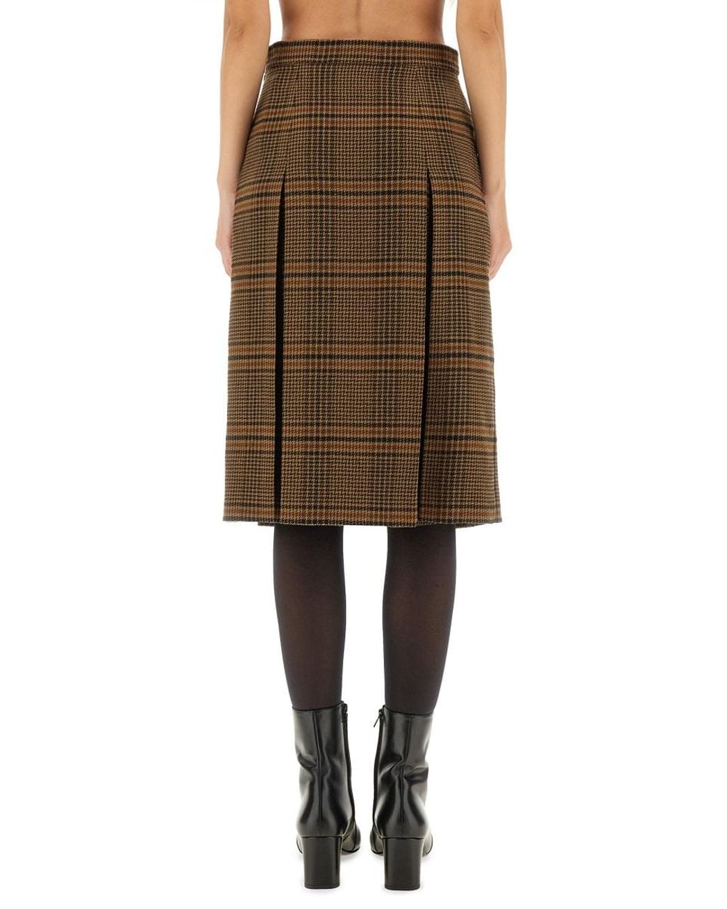 Saint Laurent Natural Wool And Cashmere Midi Skirt