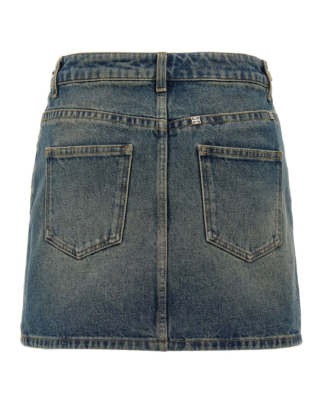 Givenchy Blue Chain-Detail Denim Skirt