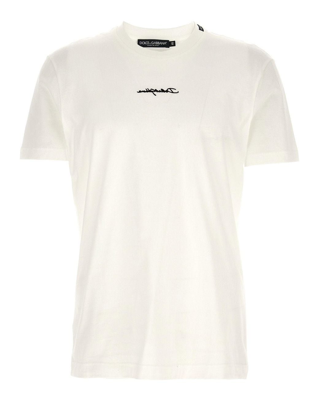 Dolce & Gabbana White Dolce & Gabbana Logo-Embroidered T-Shirt for men