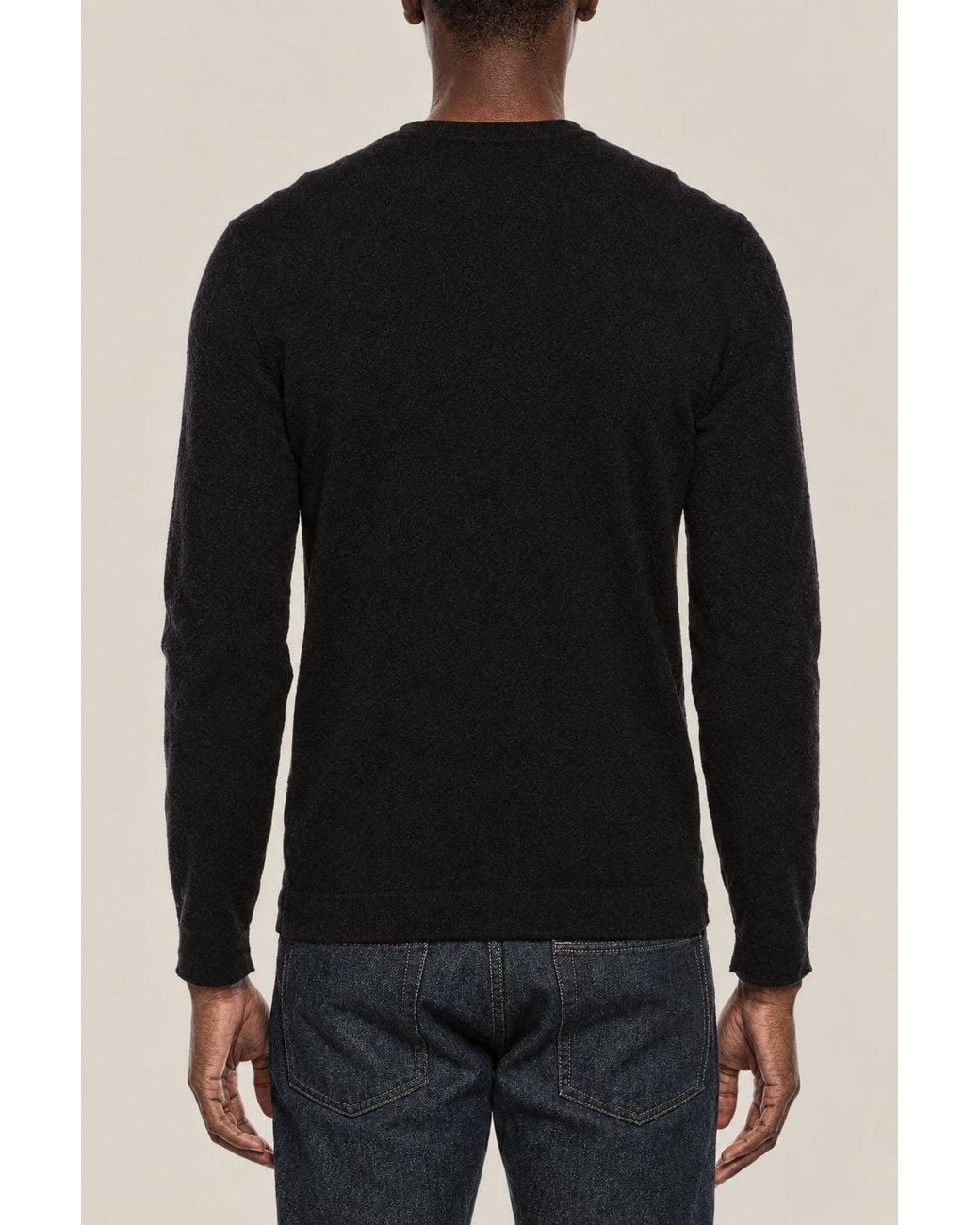 Brunello Cucinelli Black Wool Crew Neck Sweater Clothing for men