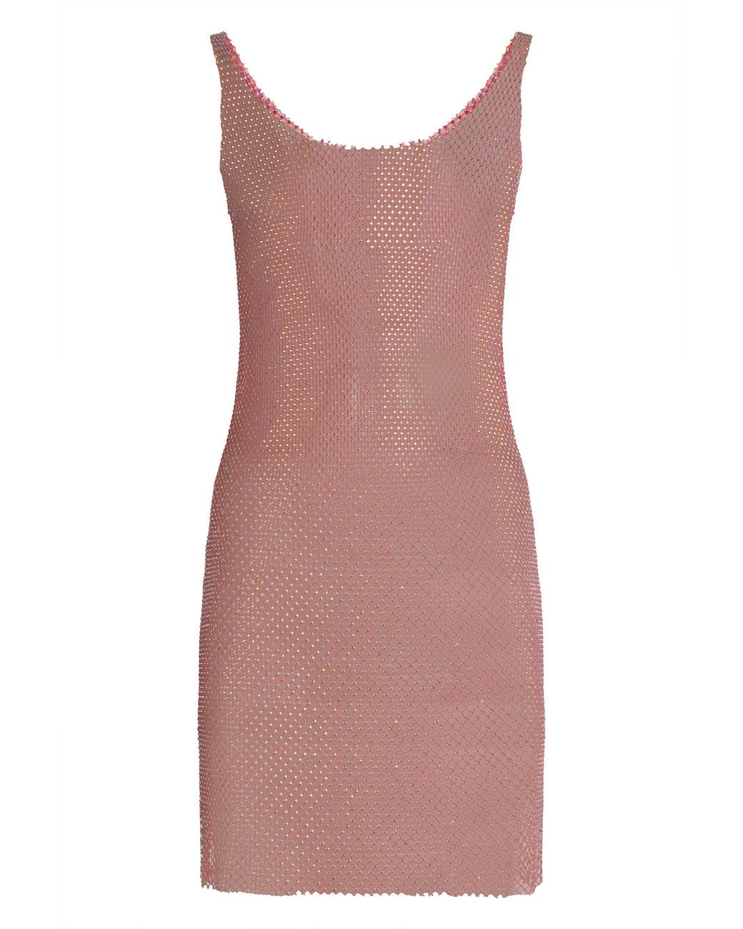 Santa Brands Pink Knitted Mesh Dress With Rhinestones Polyester