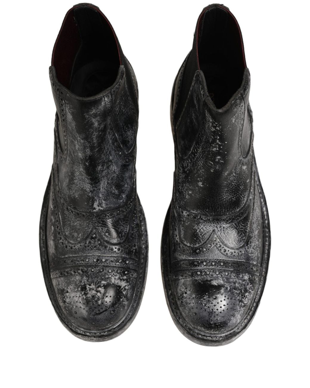 Dolce & Gabbana Black Leather Ankle Chelsea Boots Shoes With Fade Elastane for men