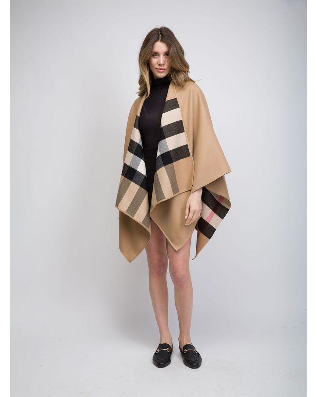 Burberry Natural Check Reversible Wool Cape