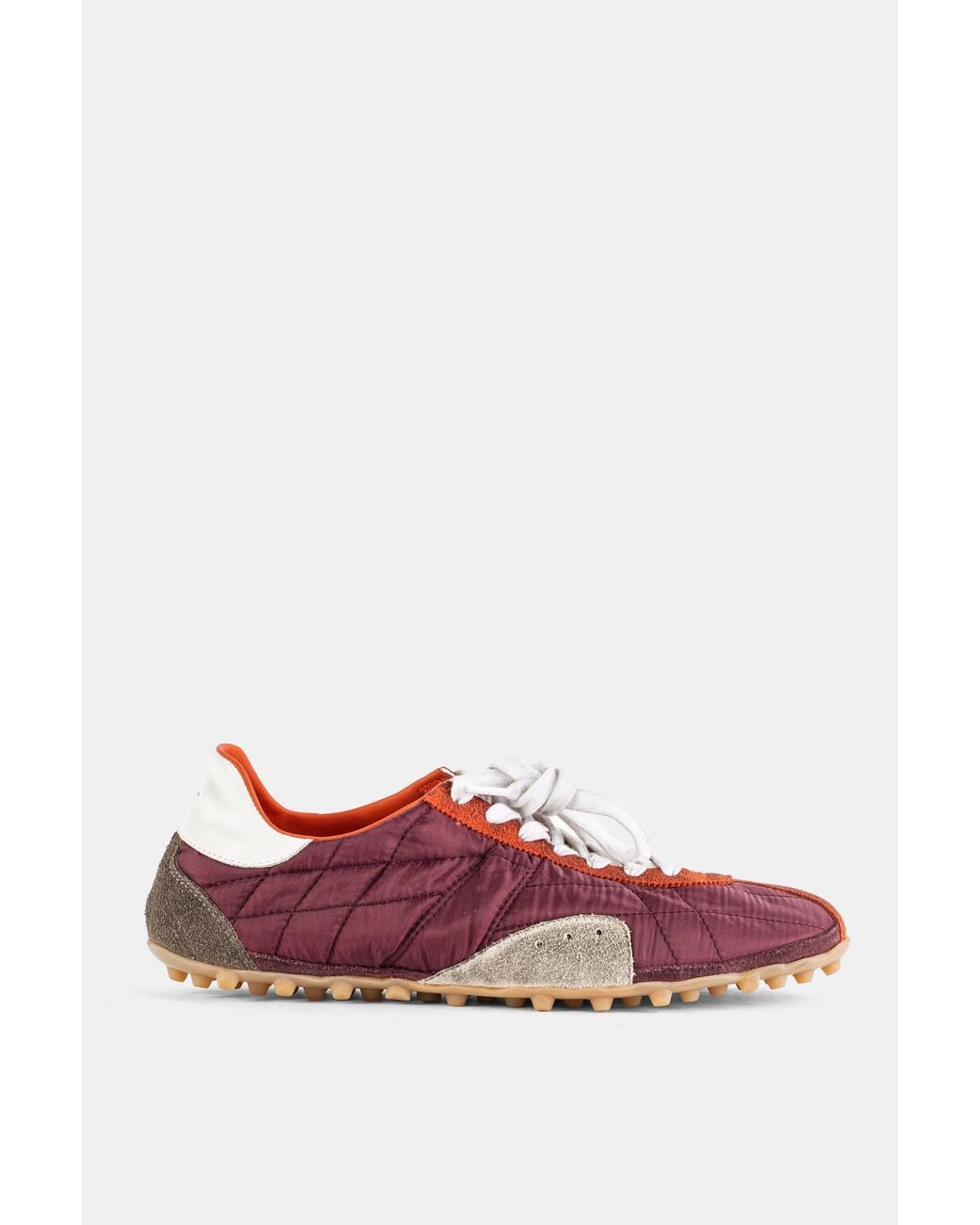 Maison Margiela Red Sprinters Sneaker Quilted Bordeaux Nylon And Suede