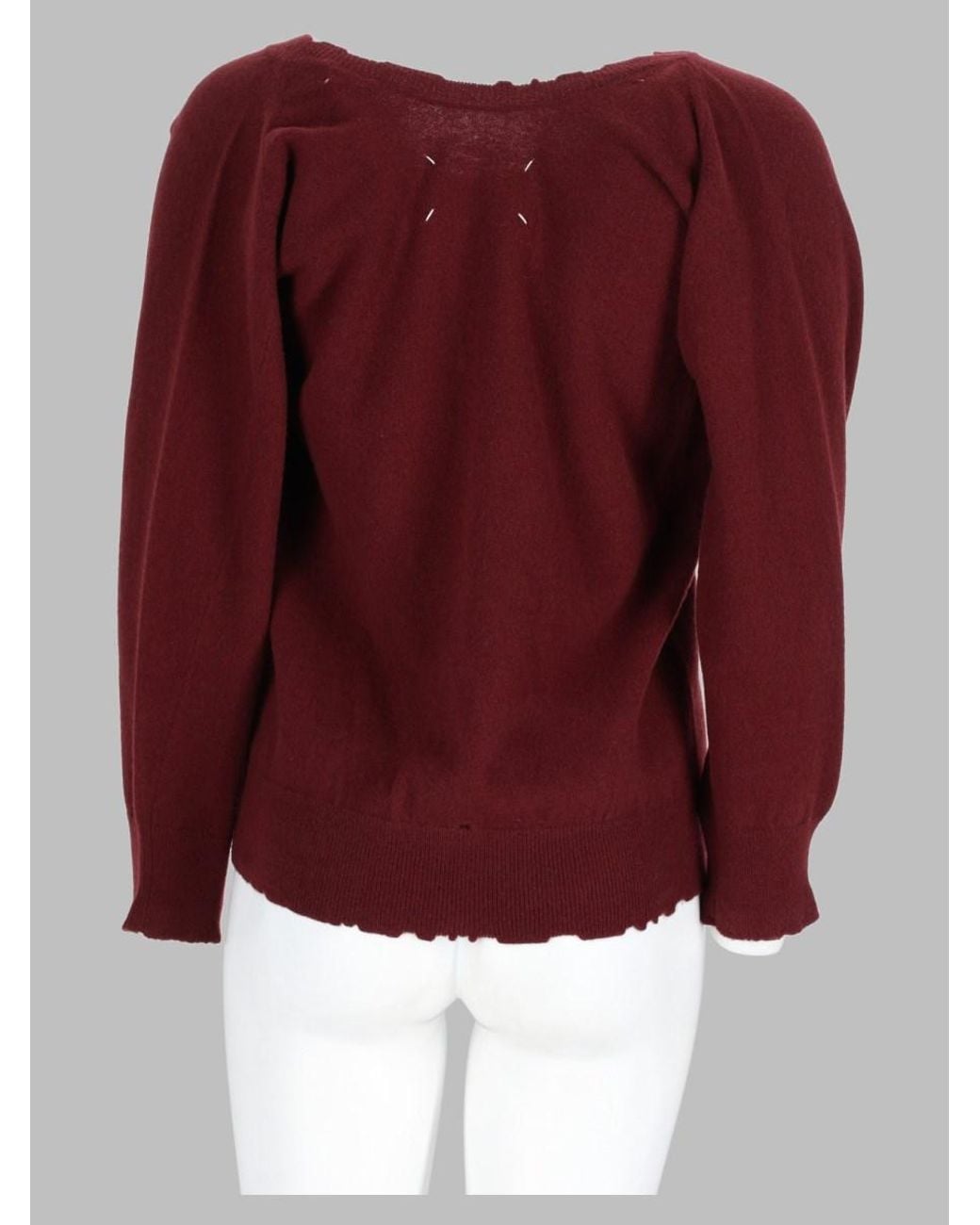 Maison Margiela Red Distressed Wool Jumper Sweater