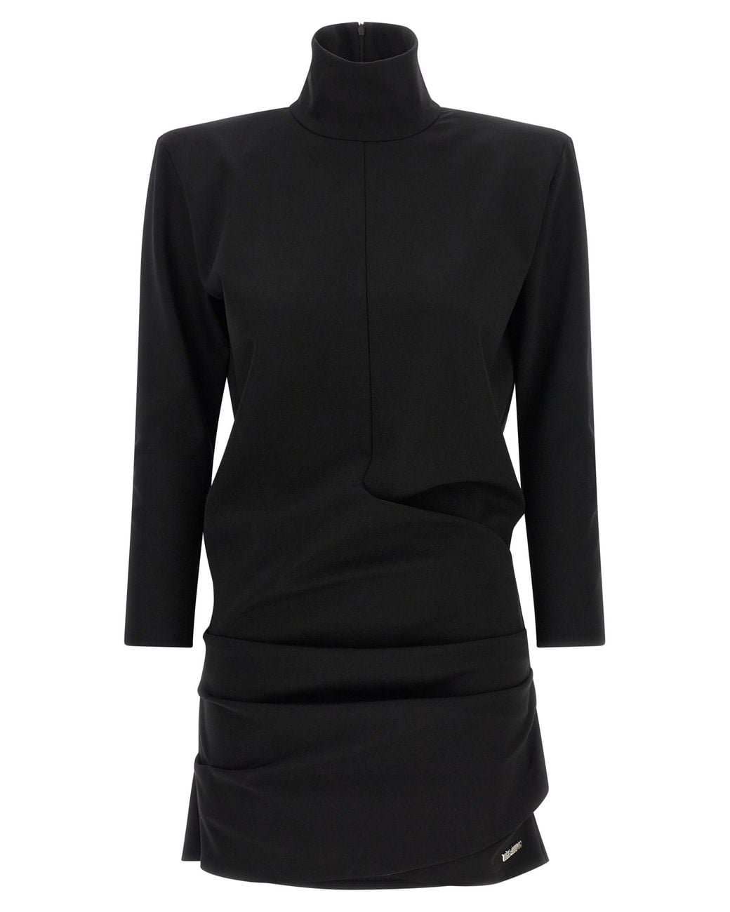 The Attico Black The Attico Viscose Mini With Asymmetrical Drapes Dress