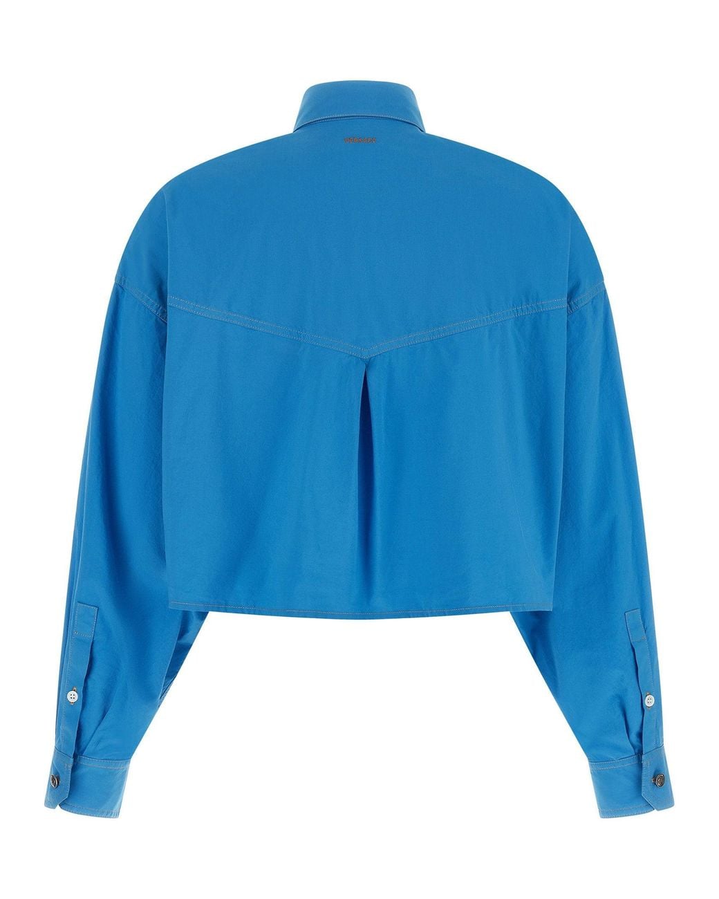 Versace Blue Medusa-Button Cotton Poplin Shirt