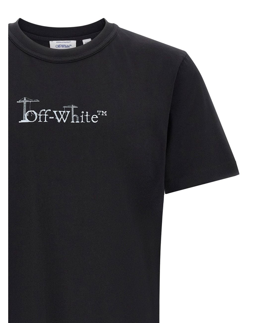 Off-White c/o Virgil Abloh Black Logo-Embroidered Cotton Jersey T-Shirt for men