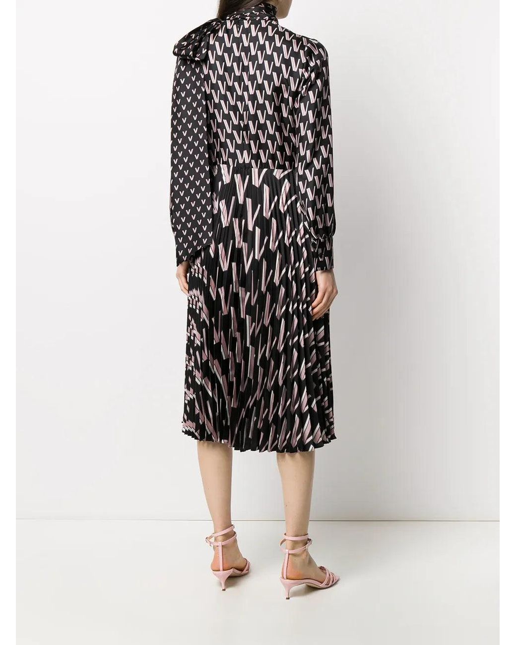 Valentino Black Double Vlogo Pussy-Bow Dress