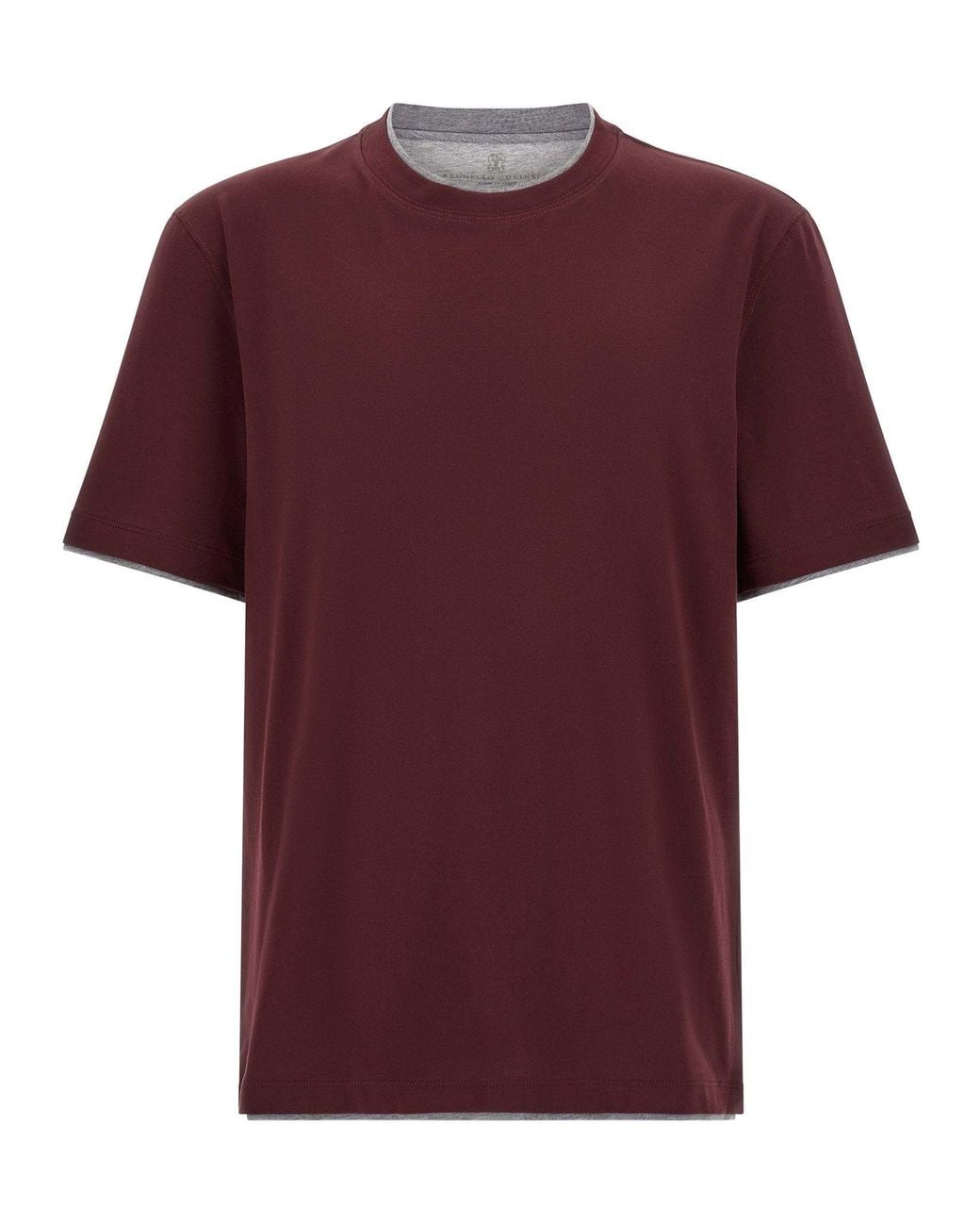 Brunello Cucinelli Red Double-Layer Cotton T-Shirt for men