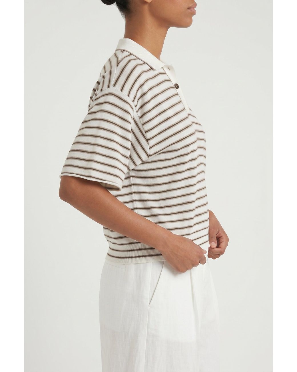 Brunello Cucinelli White Striped Wool Shirt