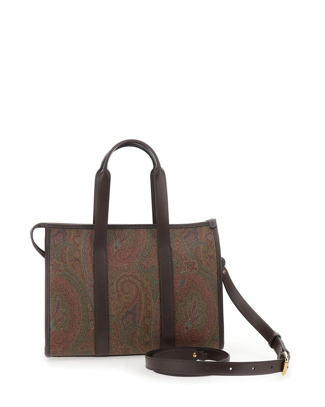 Etro Brown 'Arnica' Medium Handbag With Adjustable And Removable Shoulder Strap And All-Over Paisley Motif