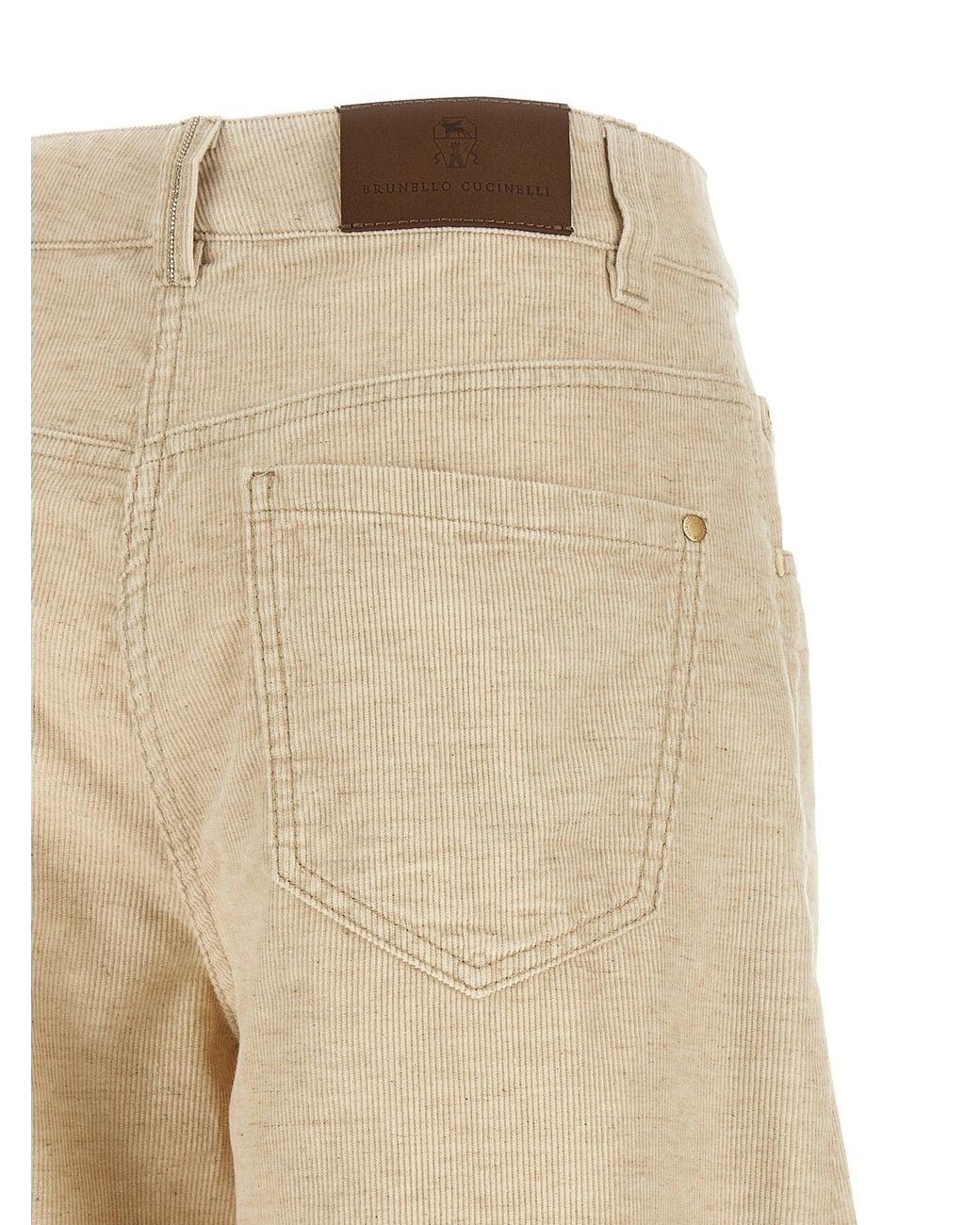 Brunello Cucinelli Natural Cotton-Linen Corduroy Trousers
