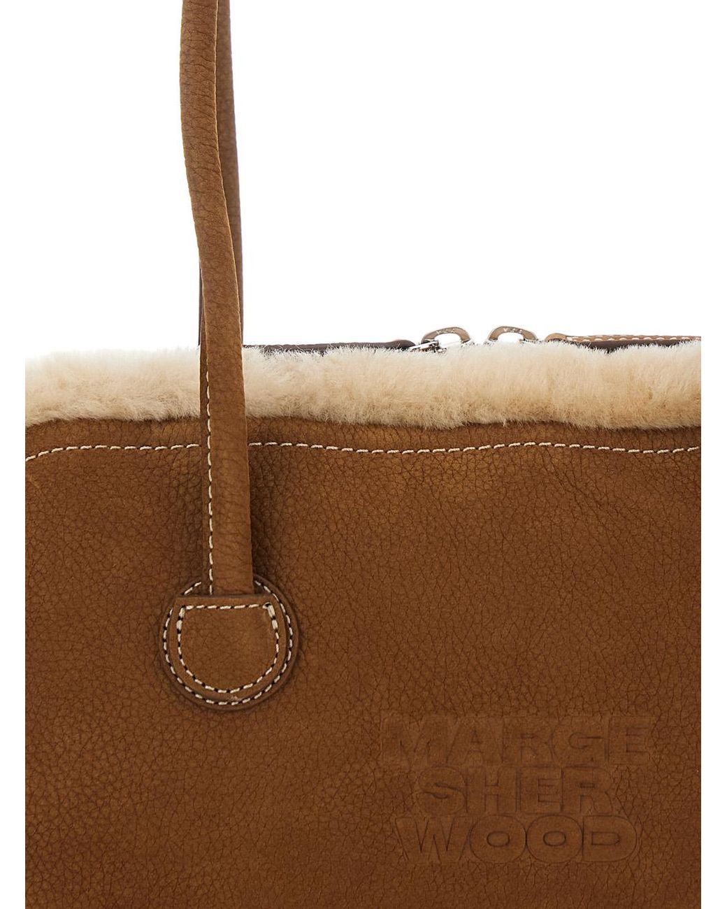 MARGE SHERWOOD Brown Shoulder Bag Shearling And Nubuck Cow Leather