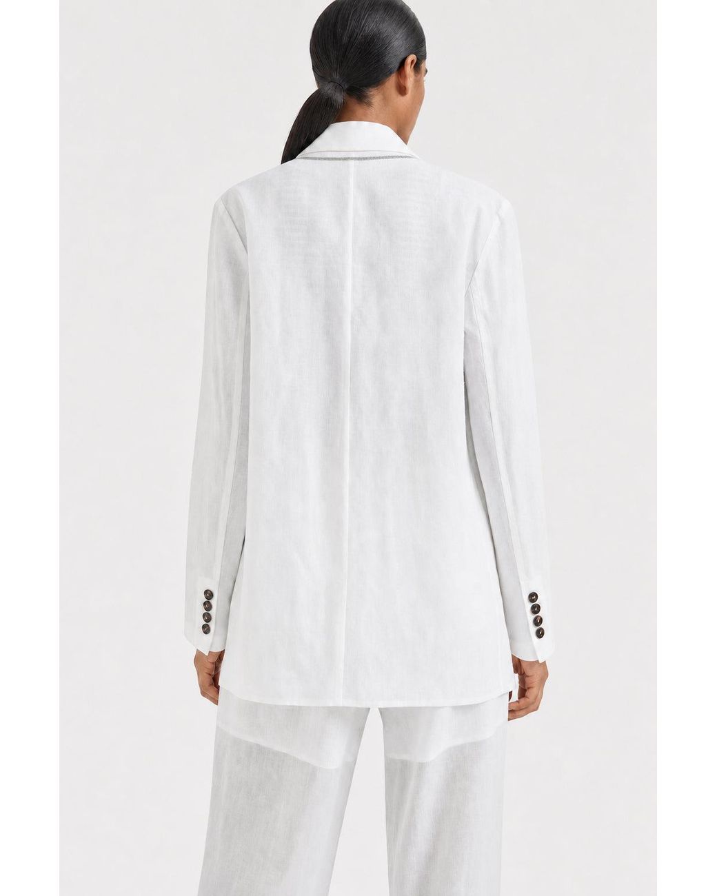 Brunello Cucinelli White Relaxed Cotton Blazer Clothing