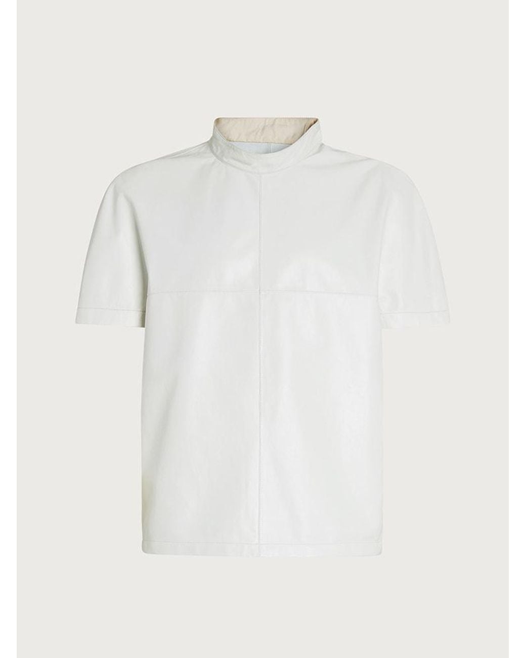 Ferragamo White Leather-Blouson Clothing for men