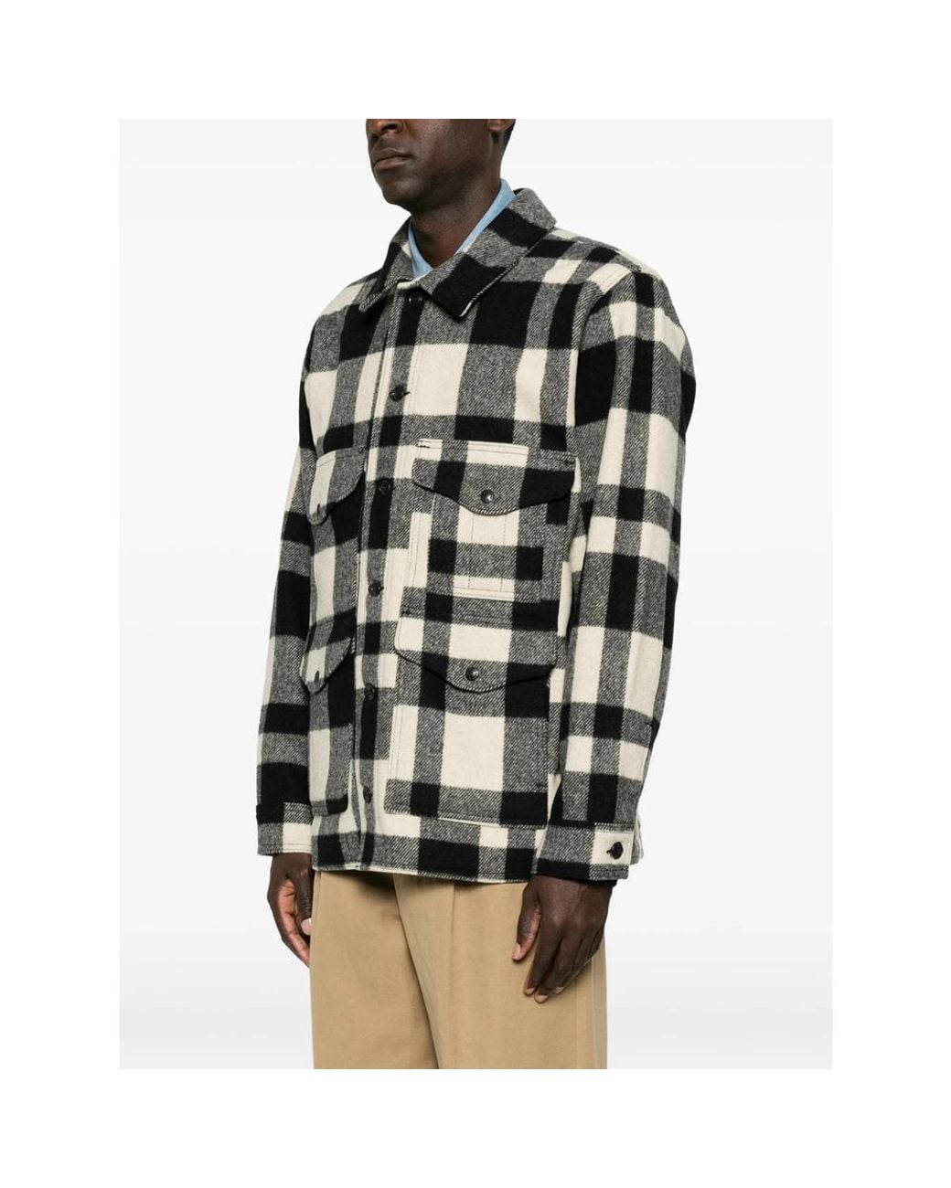 Filson Black Check-Pattern Button-Up Jacket for men
