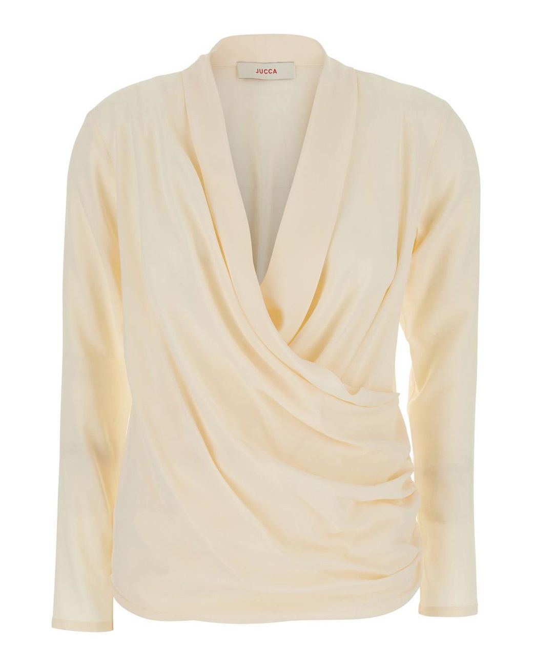 Jucca Natural V-Neck Blouse With Draping On The Front For Shirts And Blouses